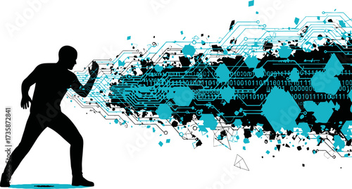 human intelligence guides the digital surge, shaping the futures data flow