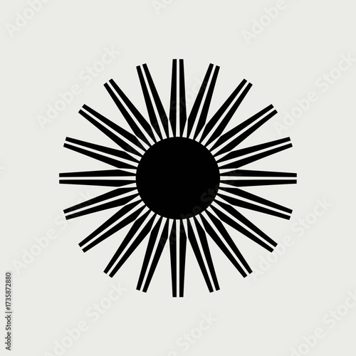 Black and white sunburst illustration vector graphic scalable eps icon for declarative design silhouette