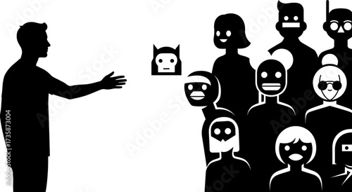 human reaches out, forging connections with diverse digital, future minds