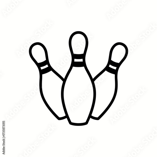 Vector illustration of three bowling pins scalable eps icon for general use in sports and games silhouette