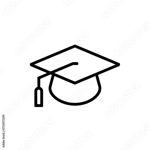 Simple scalable black and white line art graduation cap vector illustration for educational themes silhouette