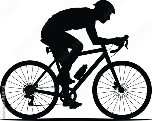 Road Cyclist Silhouette Biking Workout Exercise Vector Illustration