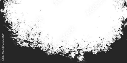 Black ink splash on a dirty grunge texture background illustrates an abstract liquid design