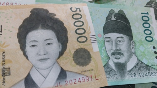 한국 오만원 만원권 지폐이미지