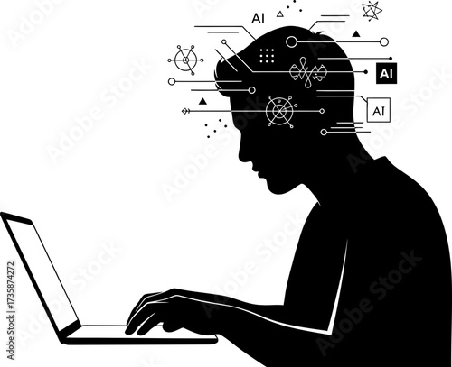 digital thoughts emerge, a creators intellect fused with ai innovation