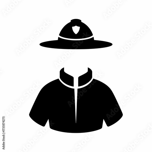 Vector silhouette of a firefighter uniform hat and jacket illustration for scalable graphics silhouette