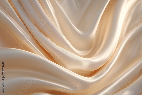 Beige satin flows; soft, luxurious texture with subtle lighting. Ideal backdrop for product showcases, wedding invitations, or elegant branding.