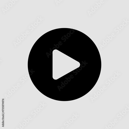 Scalable vector graphic of a black circle with a white play button icon for media playback and streaming applications silhouette