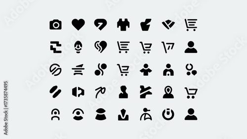 Minimalist black vector icons set for web and app design scalable eps icon collection basic elements silhouette