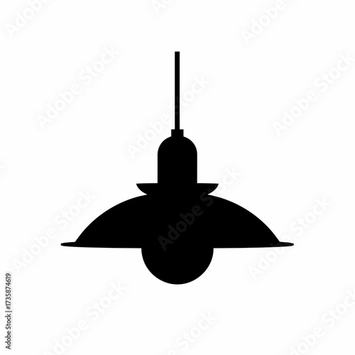 Black silhouette of a pendant light fixture vector graphic for modern and industrial interior design silhouette