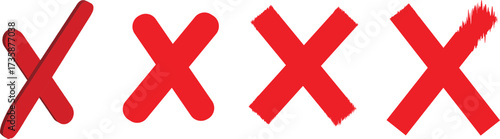 red cross x icon wrinkle tool vector illustration, no symbol sign, 