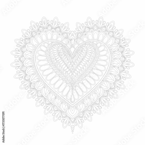 Intricate line art mandala heart design vector illustration scalable eps icon for declarative graphics silhouette