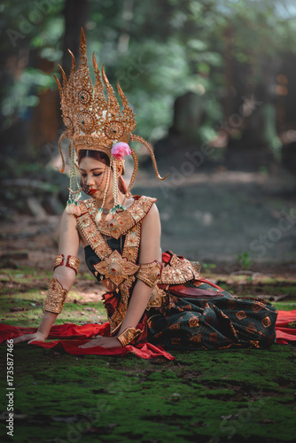 Scary halloween devil zombie ghost performance enchanted forest costume photography mysterious atmosphere dreamlike viewpoint