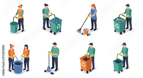 Diverse team engaged in ecofriendly waste management activities
