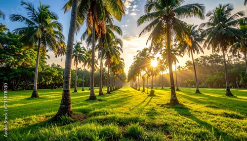 Coconut Trees in Sunset