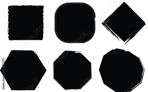 Set of grunge jagged rectangle shapes. Square shapes with torn paper effect . Set of ripped paper different forms. Rectangle brush stroke, ink paint brush, grunge lines.
