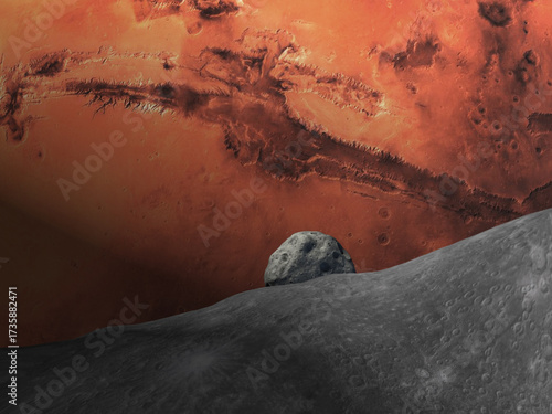 mars as seen from phobos 3d rendering illustration