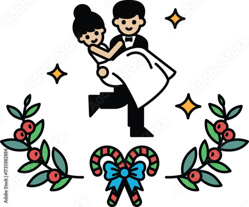 A man is holding a woman in his arms