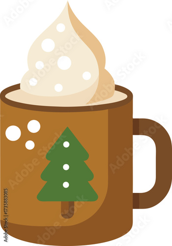 Christmas Hot Chocolate Comfort classic hot chocolate with mini marshmallows, cinnamon dust, and steam