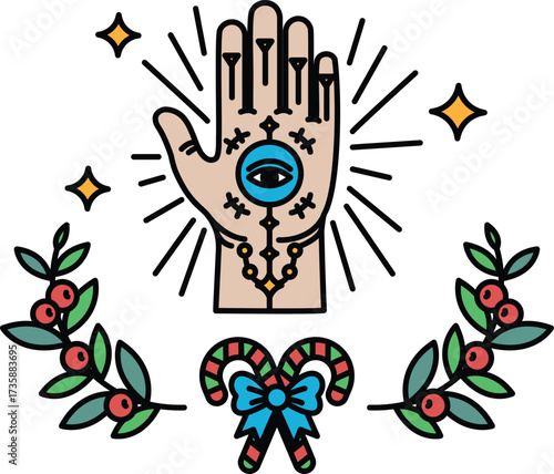 A hand with an eye in the middle of it