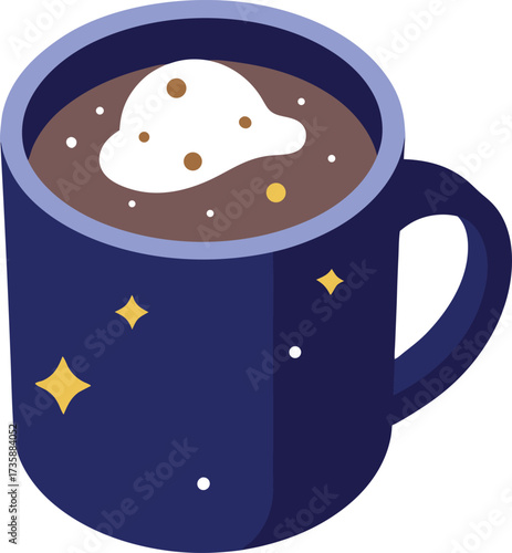 Christmas Hot Chocolate Comfort sweet cocoa with star anise, orange zest hint, and whipped cream