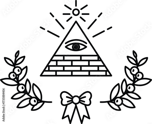 A pyramid with an eye on top of it