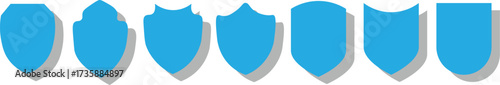 Shield icons set. shield vector, police badge shape. Protect shield vector. Set of shields silhouette, Protect shield security icon, Vector illustration
