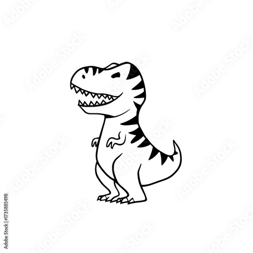 Tyrannosaurus Rex. Tyrannosaurus Rex simple black and white line art vector logo