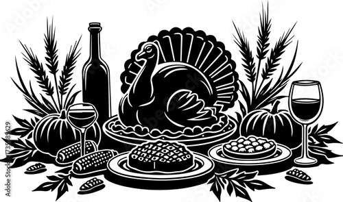 Thanksgiving Feast Harvest Illustration