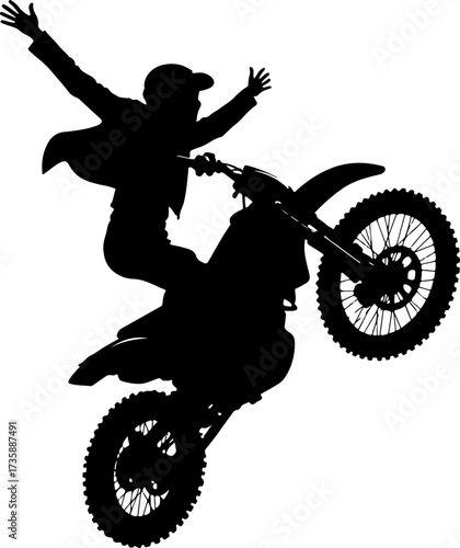 "Motocross Girl Performing Epic Wheelie Silhouette"