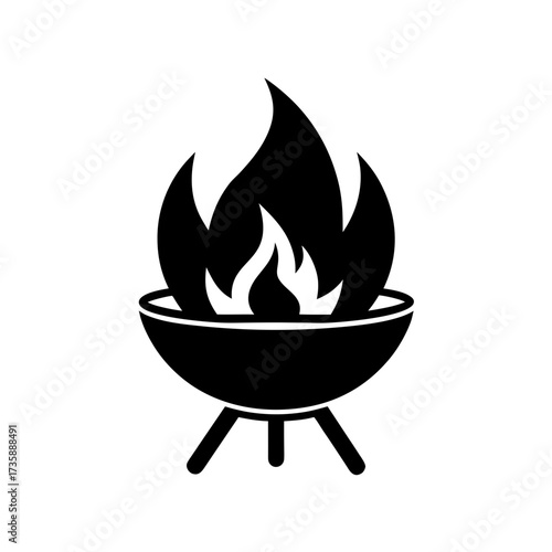 Outdoor Fire Pit Icon Vector Illustration