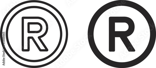 Registered trademark symbol vector illustration, bold black and white logo design, legal intellectual property protection icon, branding copyright rights sign, business identity element