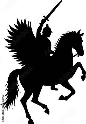 Winged Cavalry Warrior Silhouette
