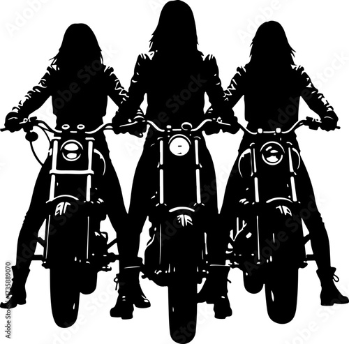 Three Women Biker Gang Silhouette