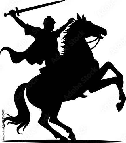 Winged Cavalry Warrior Silhouette