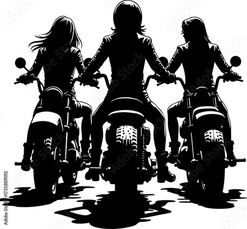 Three Women Biker Gang Silhouette