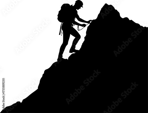 Mountain Hiker Silhouette Adventure Design