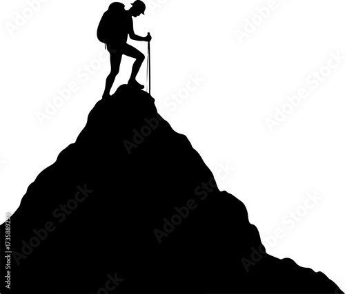 Mountain Hiker Silhouette Adventure Design
