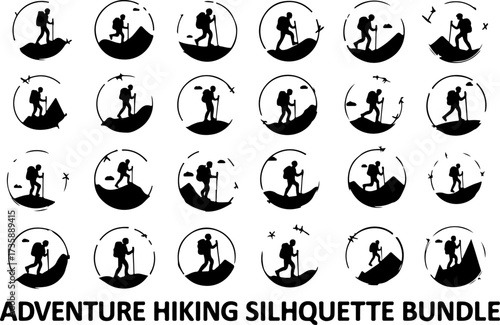 Set of Hiking and Trekking Silhouettes Bundle