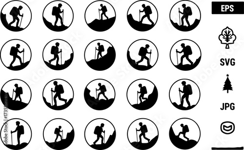 Mountain Hiker Silhouette Adventure Design