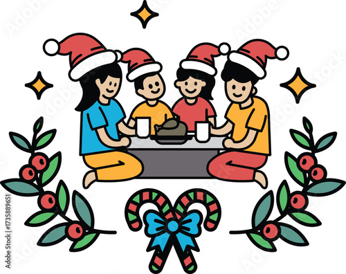 They are smiling and enjoying a meal together