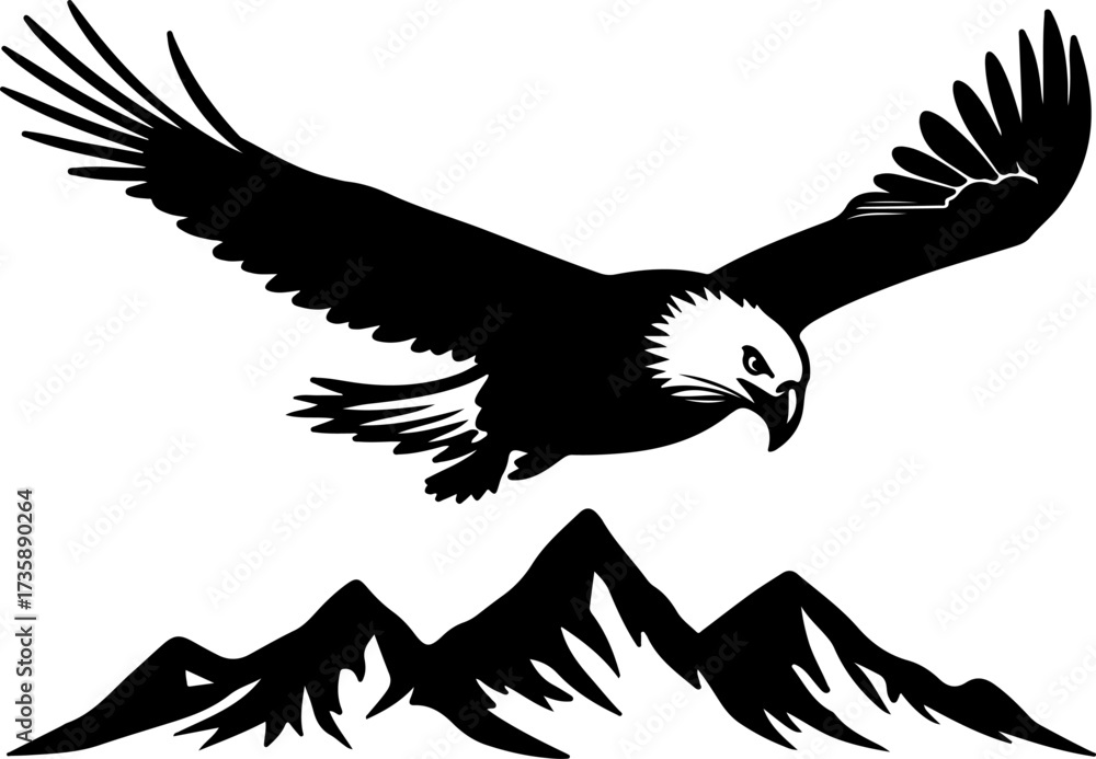 Obraz premium Bald Eagle Perched on Mountain Vector Bundle