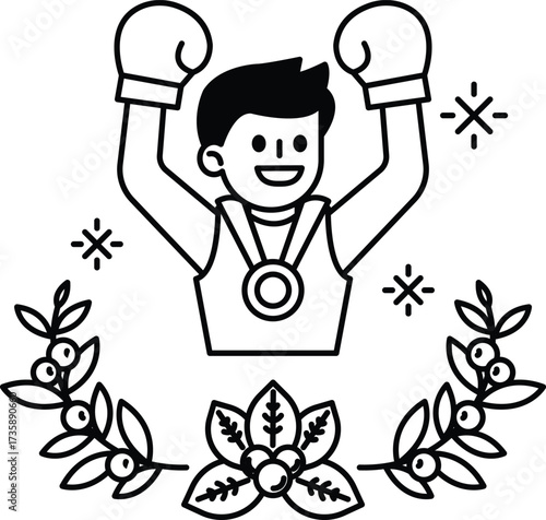 A man in a boxing ring with a medal on his chest