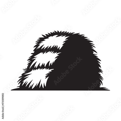 Haystack or Loose Straw Bale Silhouette Vector Icon for Farm Agriculture and Harvest Designs