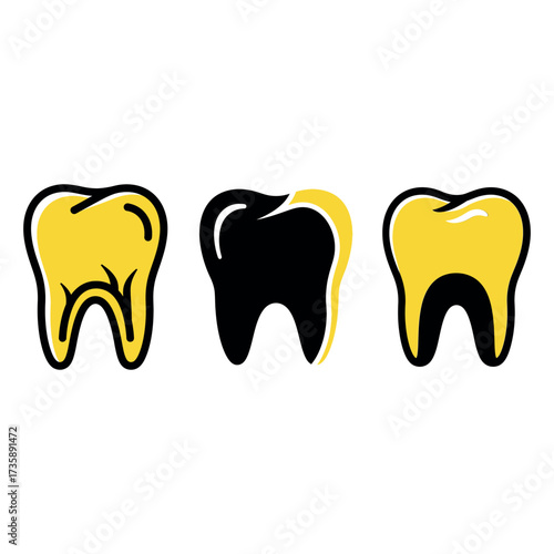 Three teeth dental health icons