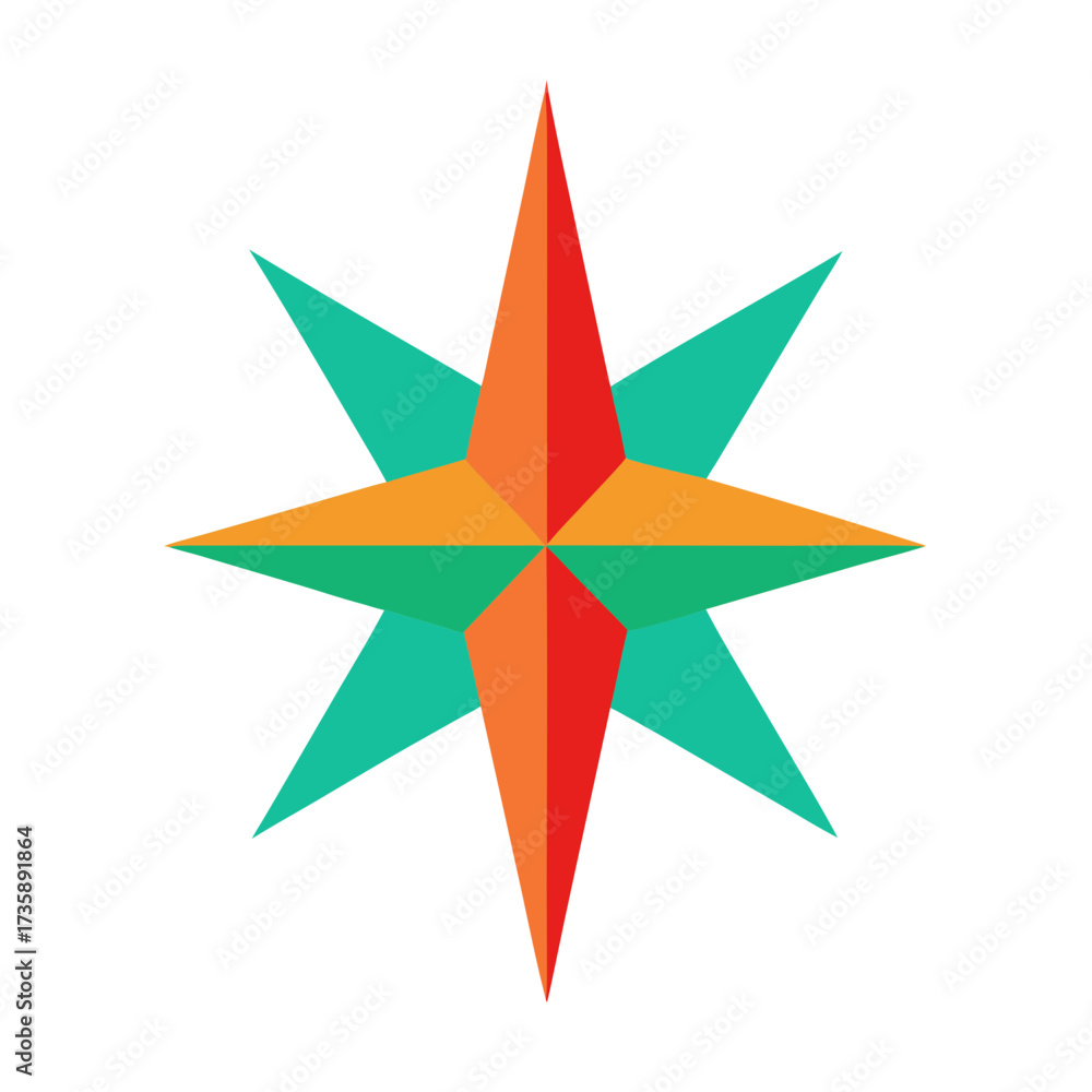 Obraz premium Minimalistic Colorful Star Vector Shape on White