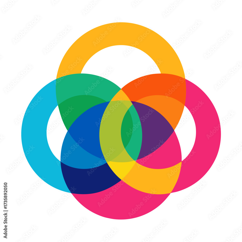 Obraz premium Vibrant Overlapping Circle Vector Design Element on White