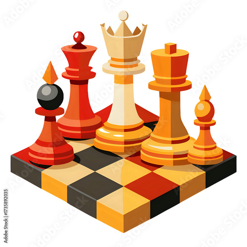 chess board game ,illustration isolated on transparent, png