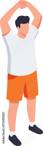 Isometric Young Man Warming Up Before Exercise Illustration Style Graphic