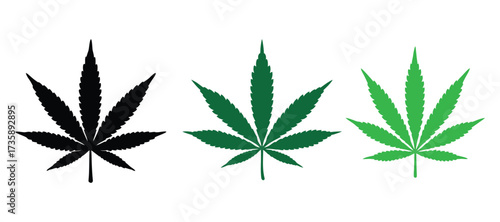 Marijuana leaf silhouette, Marijuana cannabis hemp leaf icon vector